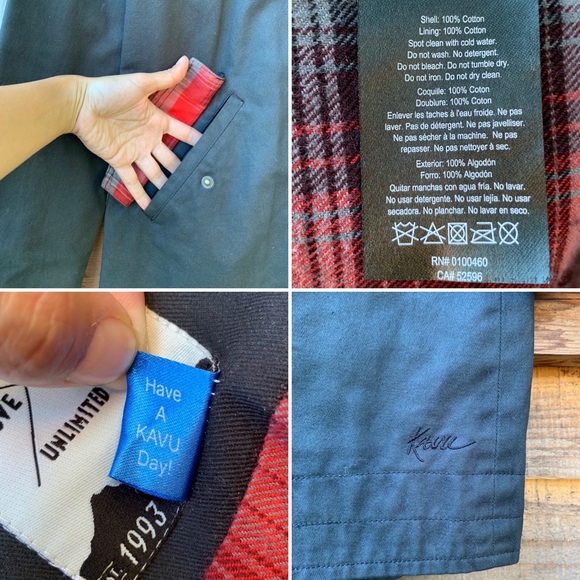 KAVU 100% cotton red flannel lined hooded jacket - Picture 15 of 16